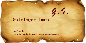 Geiringer Imre névjegykártya